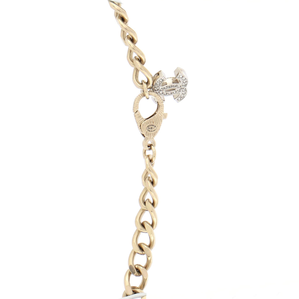 CC Cut Out Pendant Chain Necklace Metal and Crystals