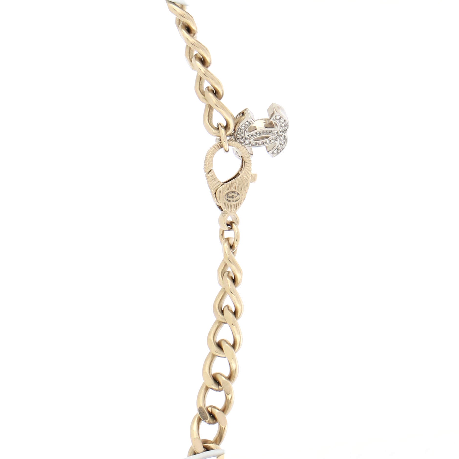 CC Cut Out Pendant Chain Necklace Metal and Crystals