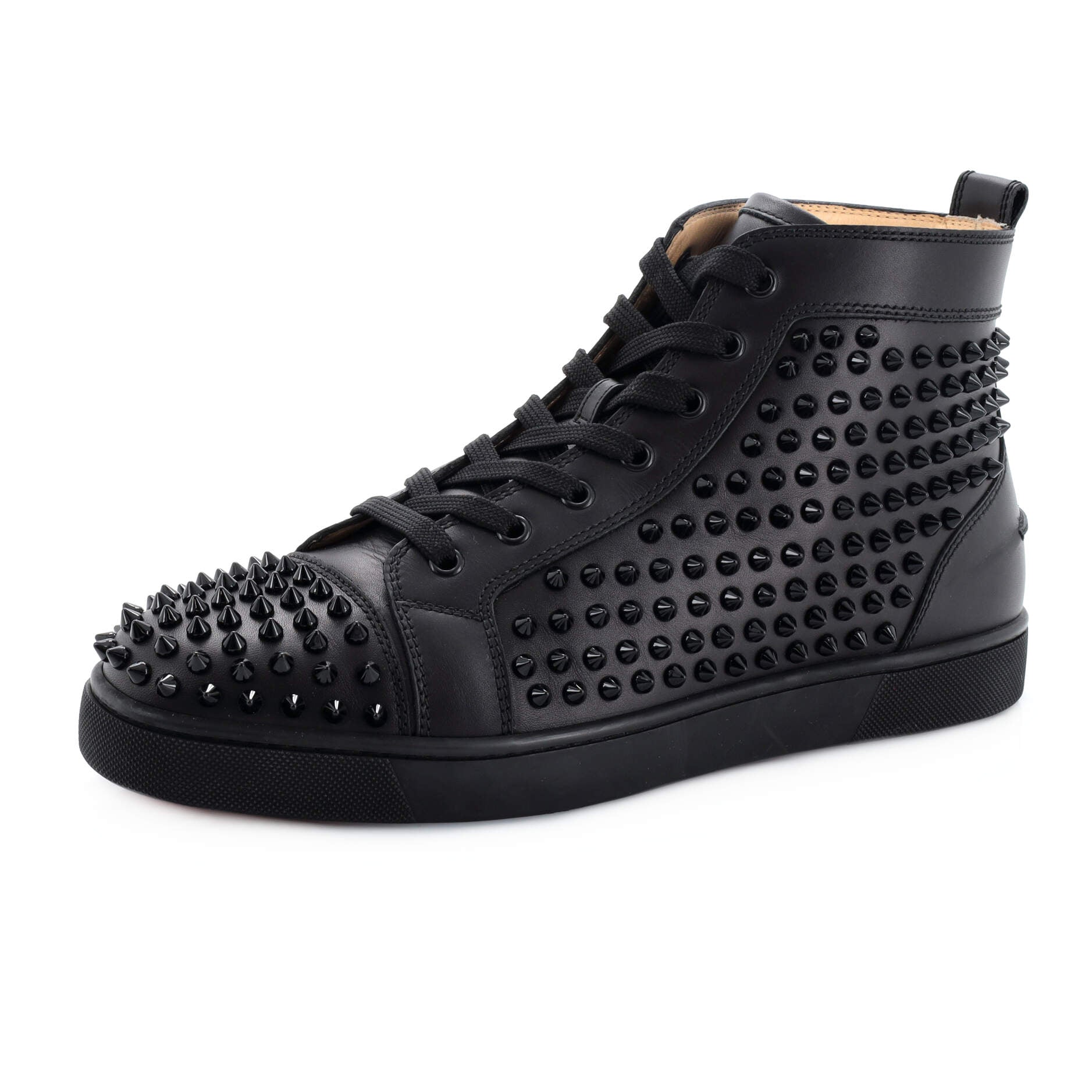 Men's Louis Spikes Flat High-Top Sneakers Studded Leather