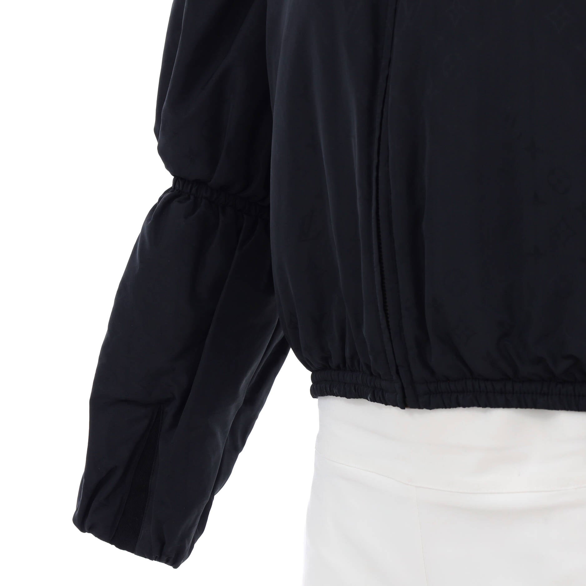Women's Bishop Sleeves Bomber Jacket Monogram Polyester Blend