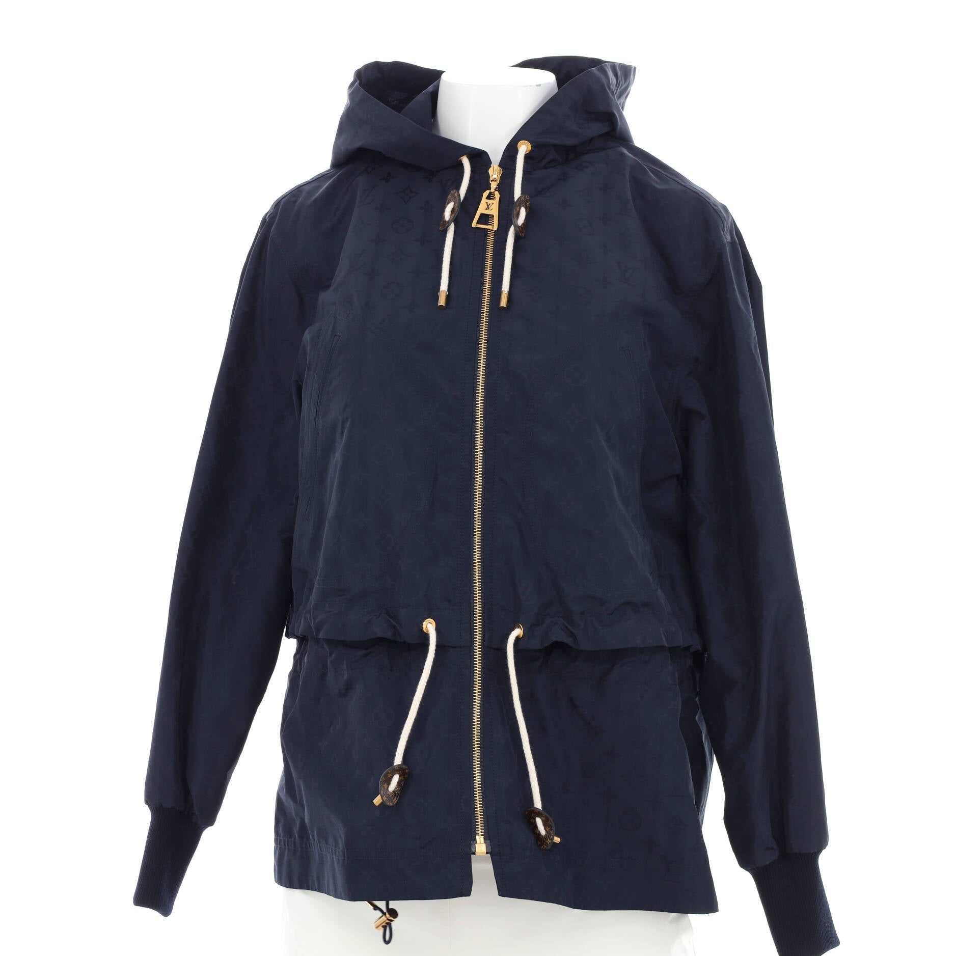 Women's Drawstring Monogram Parka Polyester and Silk Blend