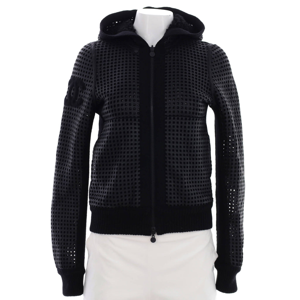 Women's CC Reversible ZIp Up Jacket Perforated Leather and Wool