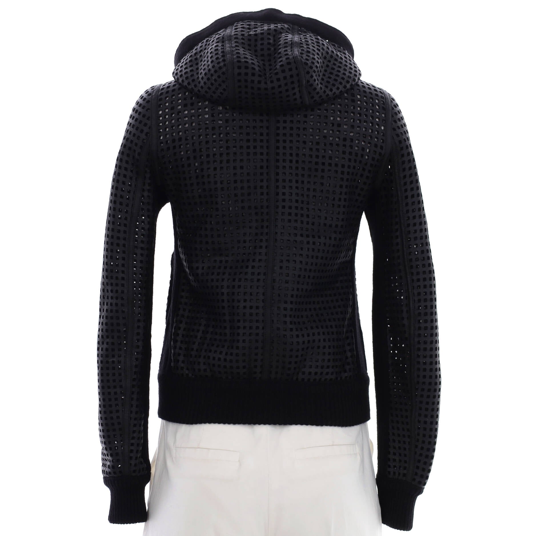 Women's CC Reversible ZIp Up Jacket Perforated Leather and Wool
