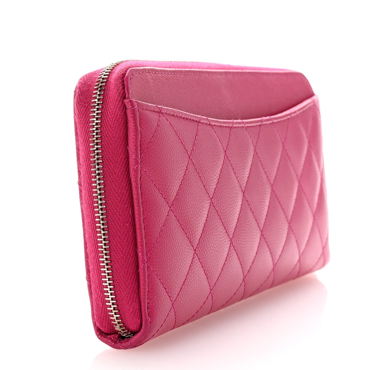Caviar Quilted Large Gusset Zip Around Wallet Pink