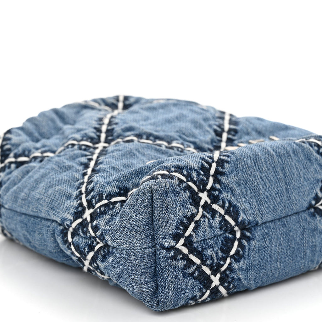 Denim Stitched Quilted Mini Chanel 22 Blue