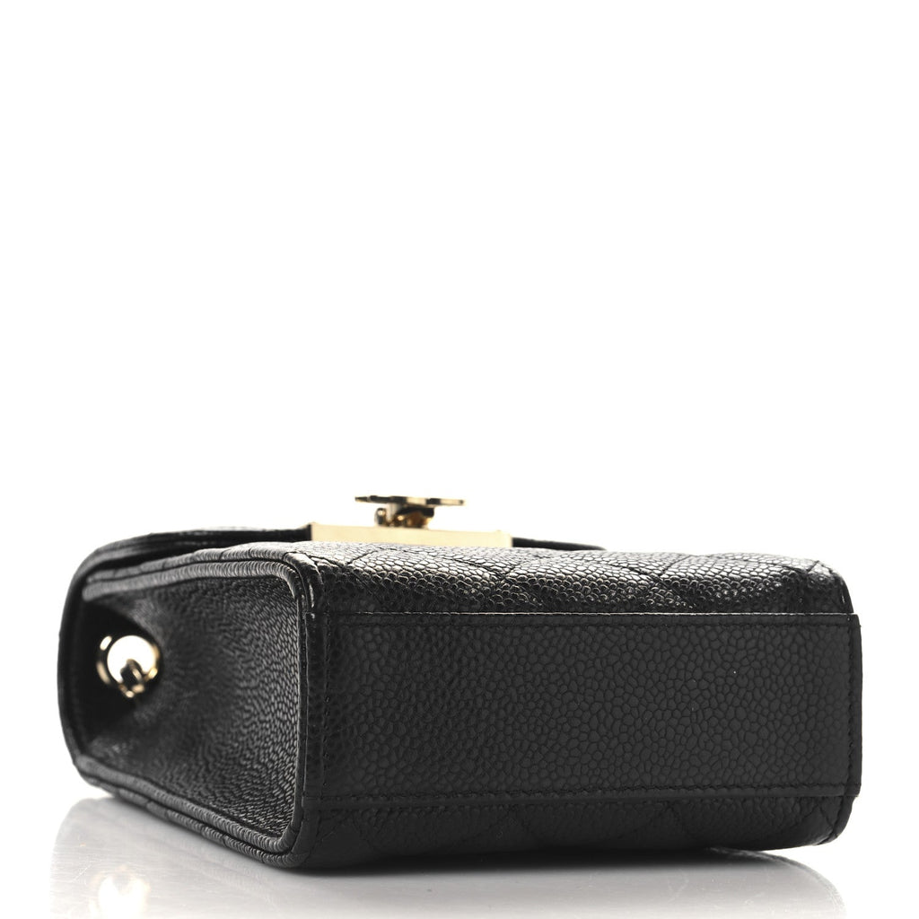 Caviar Quilted Golden Class Phone Holder Black
