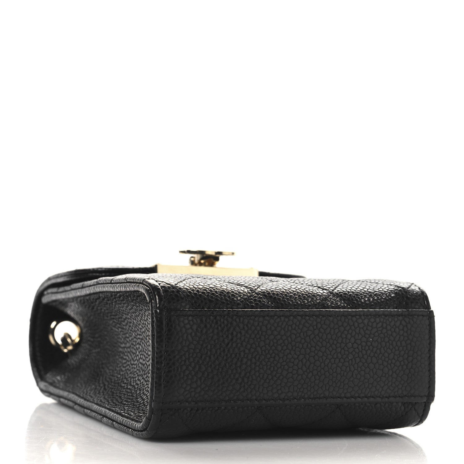 Caviar Quilted Golden Class Phone Holder Black