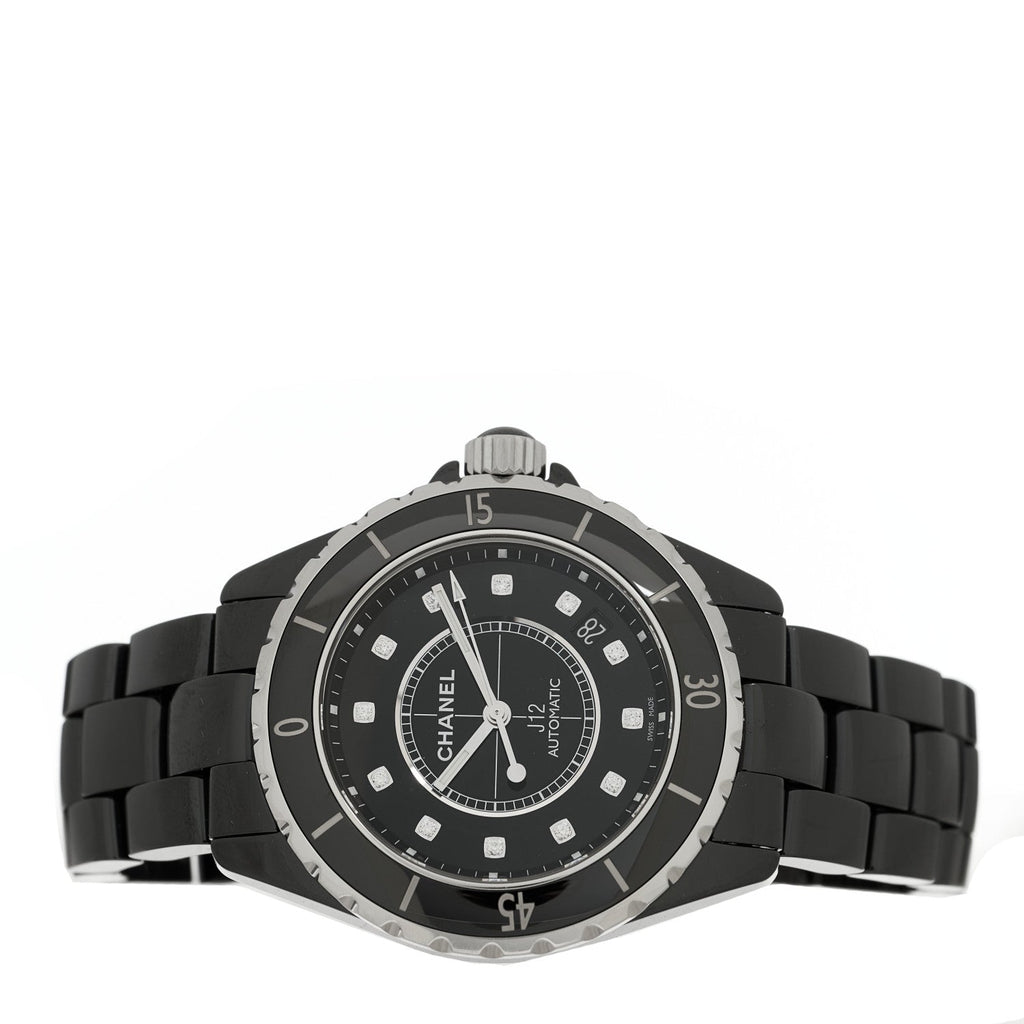 Stainless Steel Ceramic Diamond 38mm J12 Automatic Watch Black