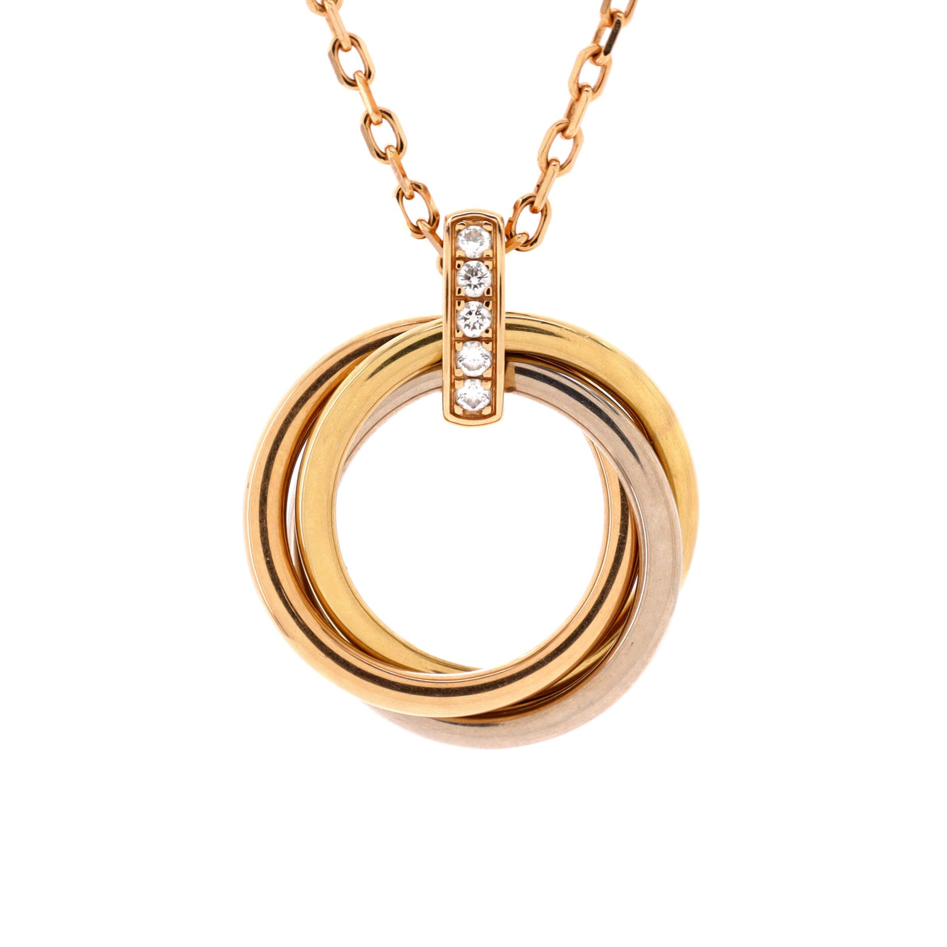 Trinity Pendant Necklace 18K Tricolor Gold and Diamonds
