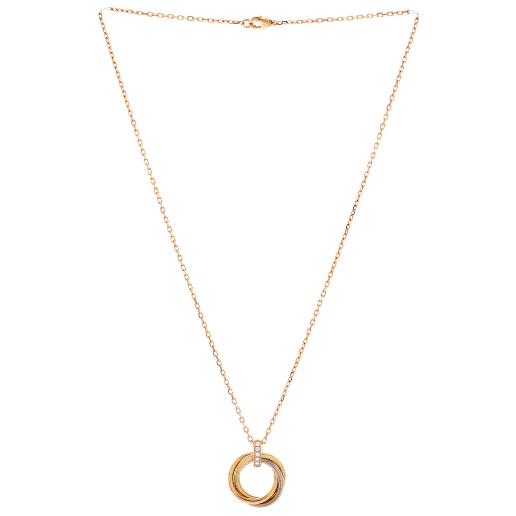 Trinity Pendant Necklace 18K Tricolor Gold and Diamonds