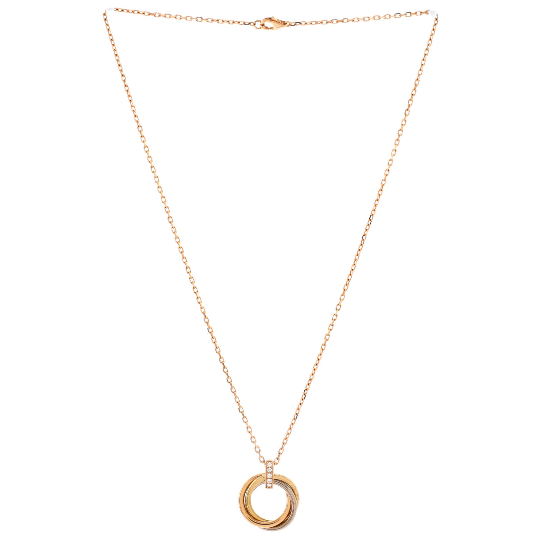 Trinity Pendant Necklace 18K Tricolor Gold and Diamonds