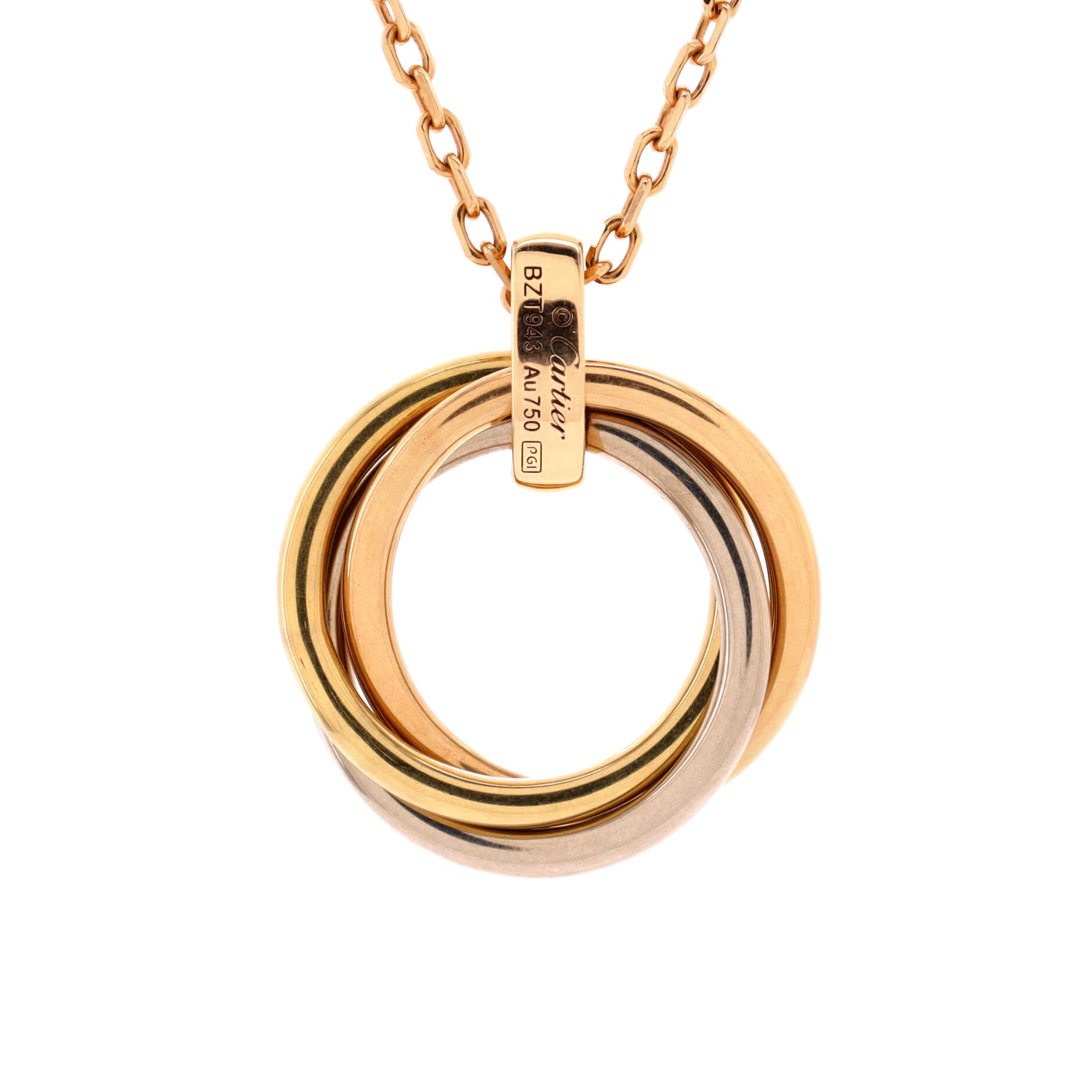 Trinity Pendant Necklace 18K Tricolor Gold and Diamonds