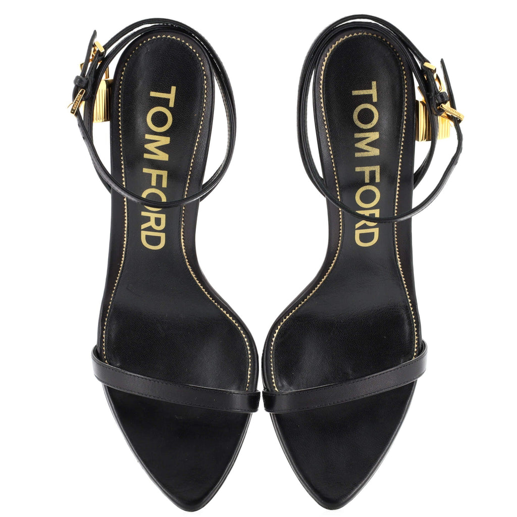 Women's Padlock Pointy Naked Heeled Sandals Leather 105