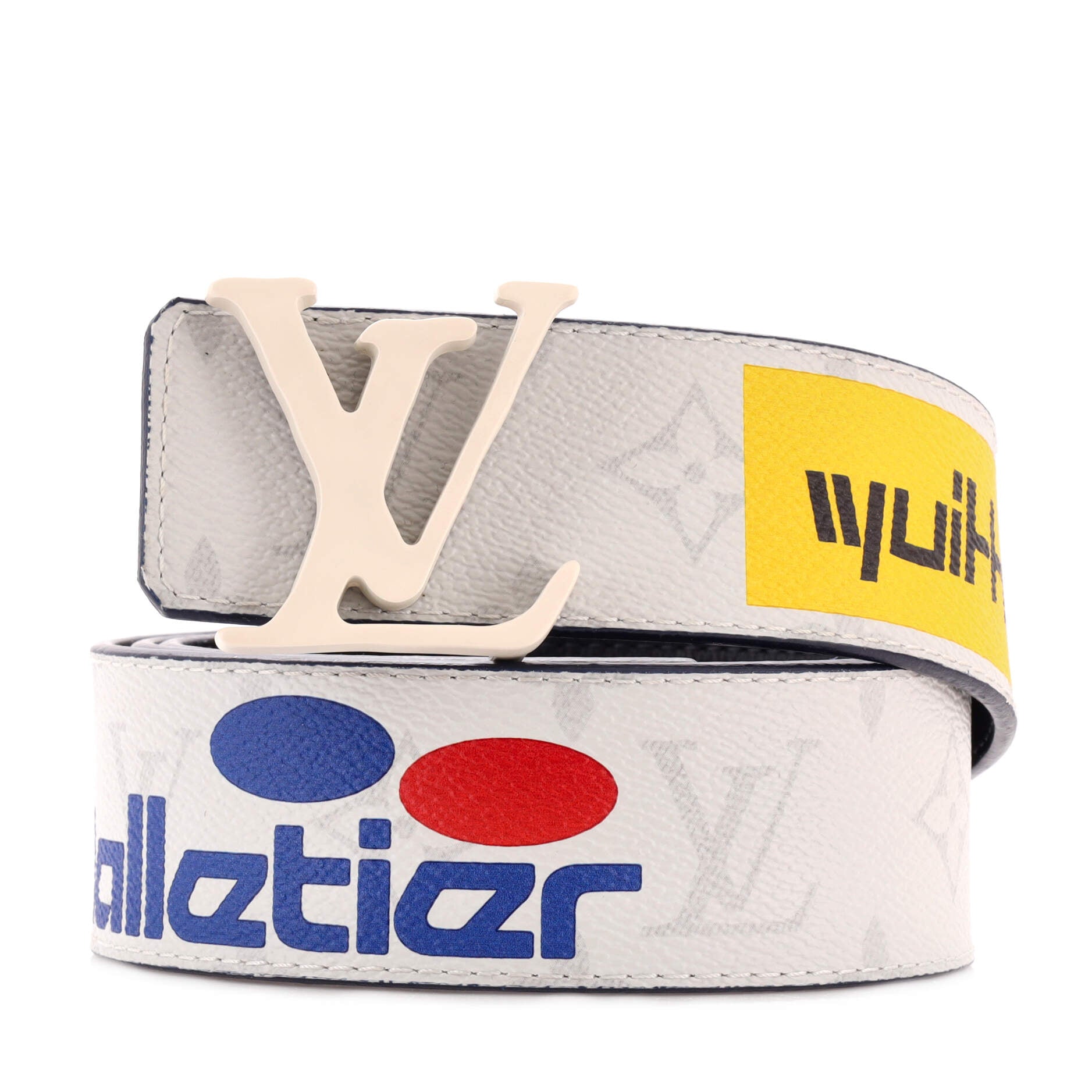 LV Initiales Reversible Belt Limited Edition Logo Story Monogram Canvas and Leather Wide 90