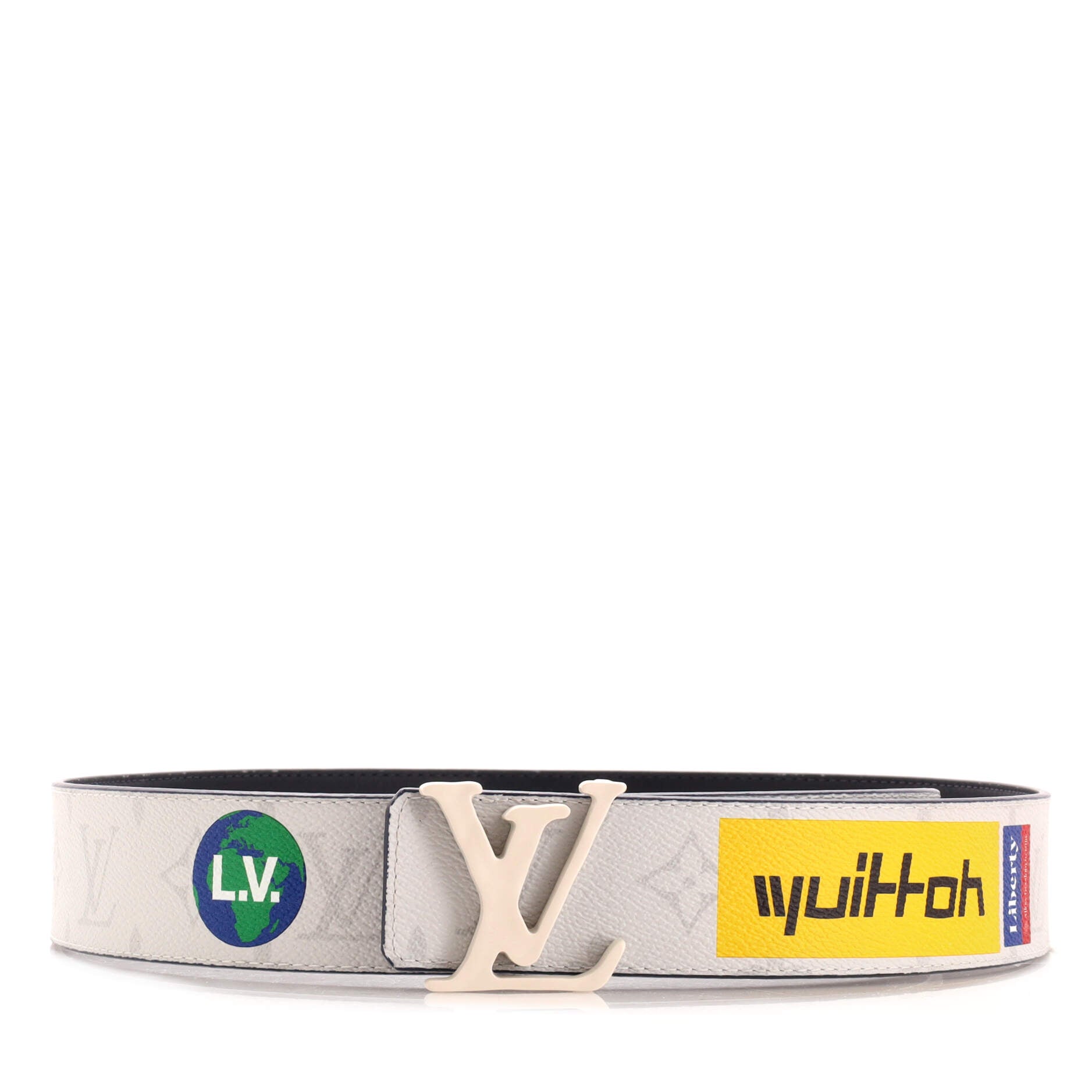 LV Initiales Reversible Belt Limited Edition Logo Story Monogram Canvas and Leather Wide 90