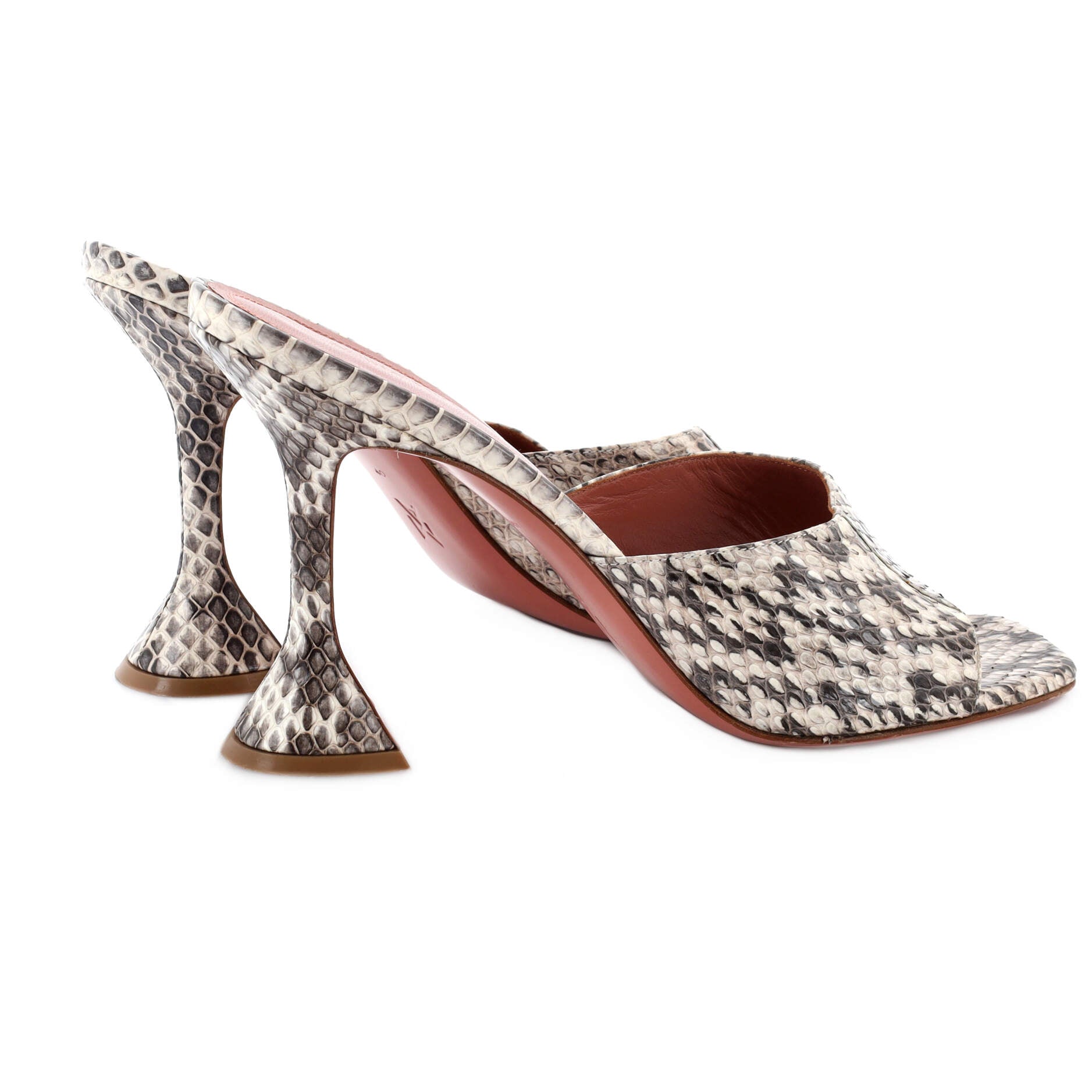 Women's Lupita Heeled Mules Snakeskin Embossed Leather 95