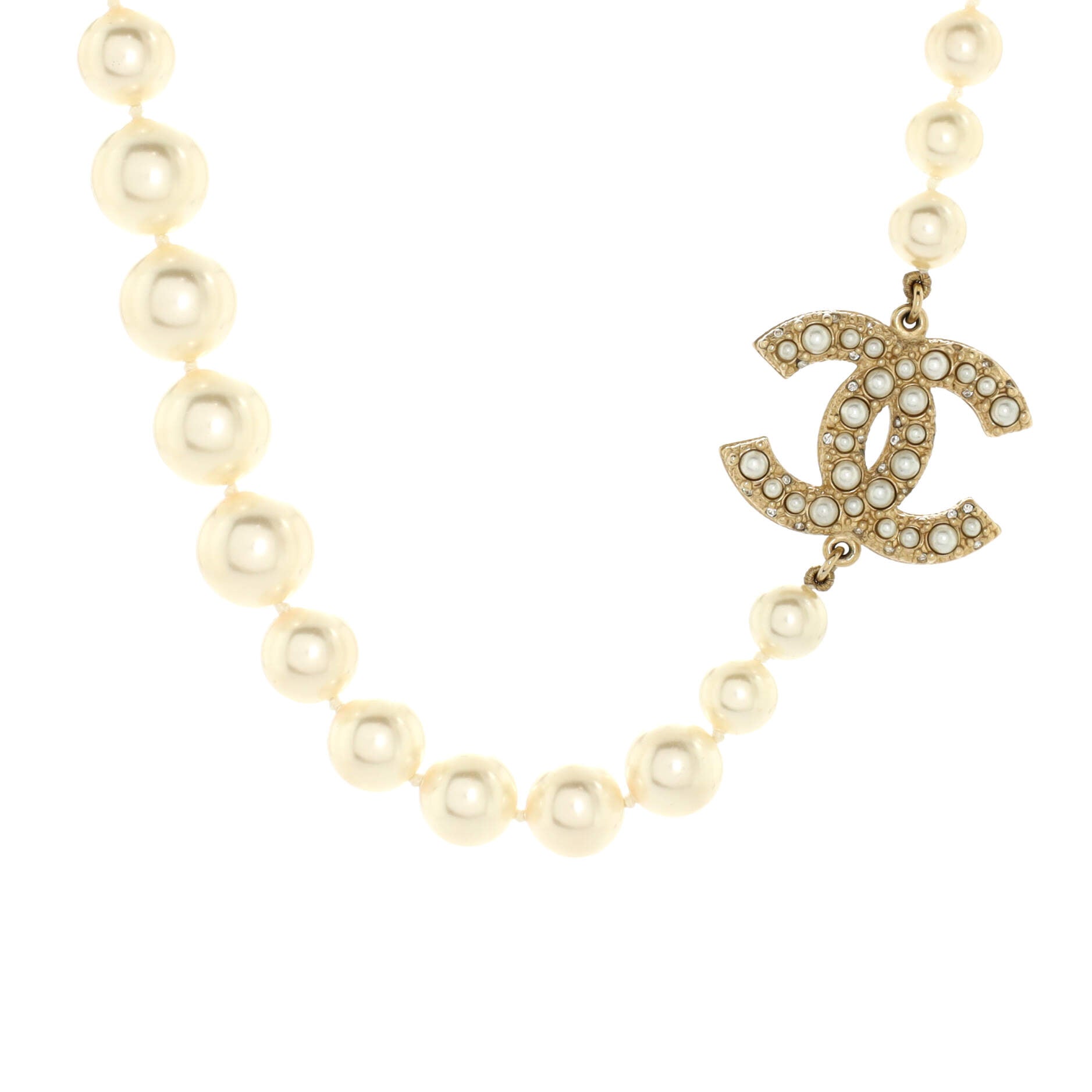 CC 100th Anniversary Short Necklace Metal with Faux Pearls and Crystals