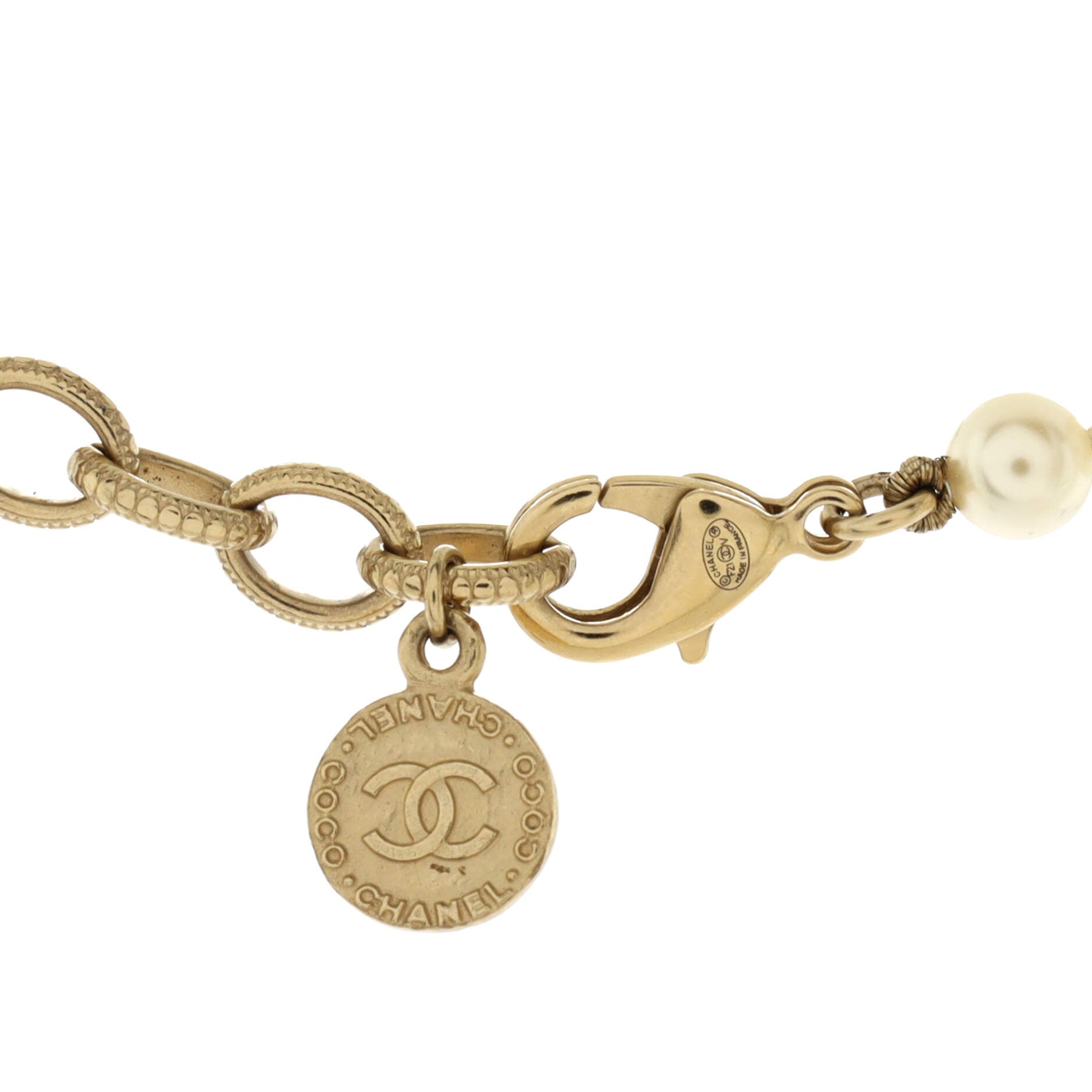 CC 100th Anniversary Short Necklace Metal with Faux Pearls and Crystals