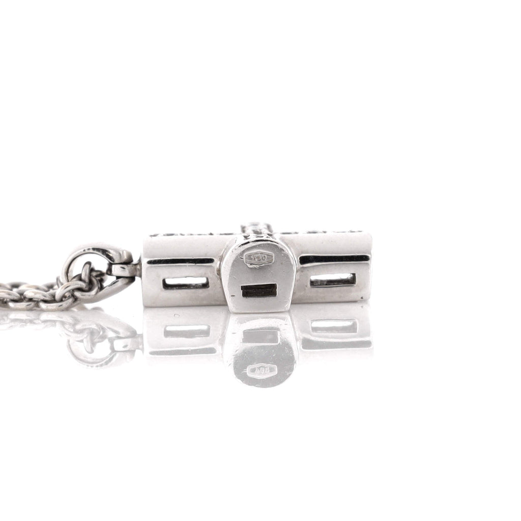 Greek Cross Pendant Necklace 18K White Gold with Diamonds