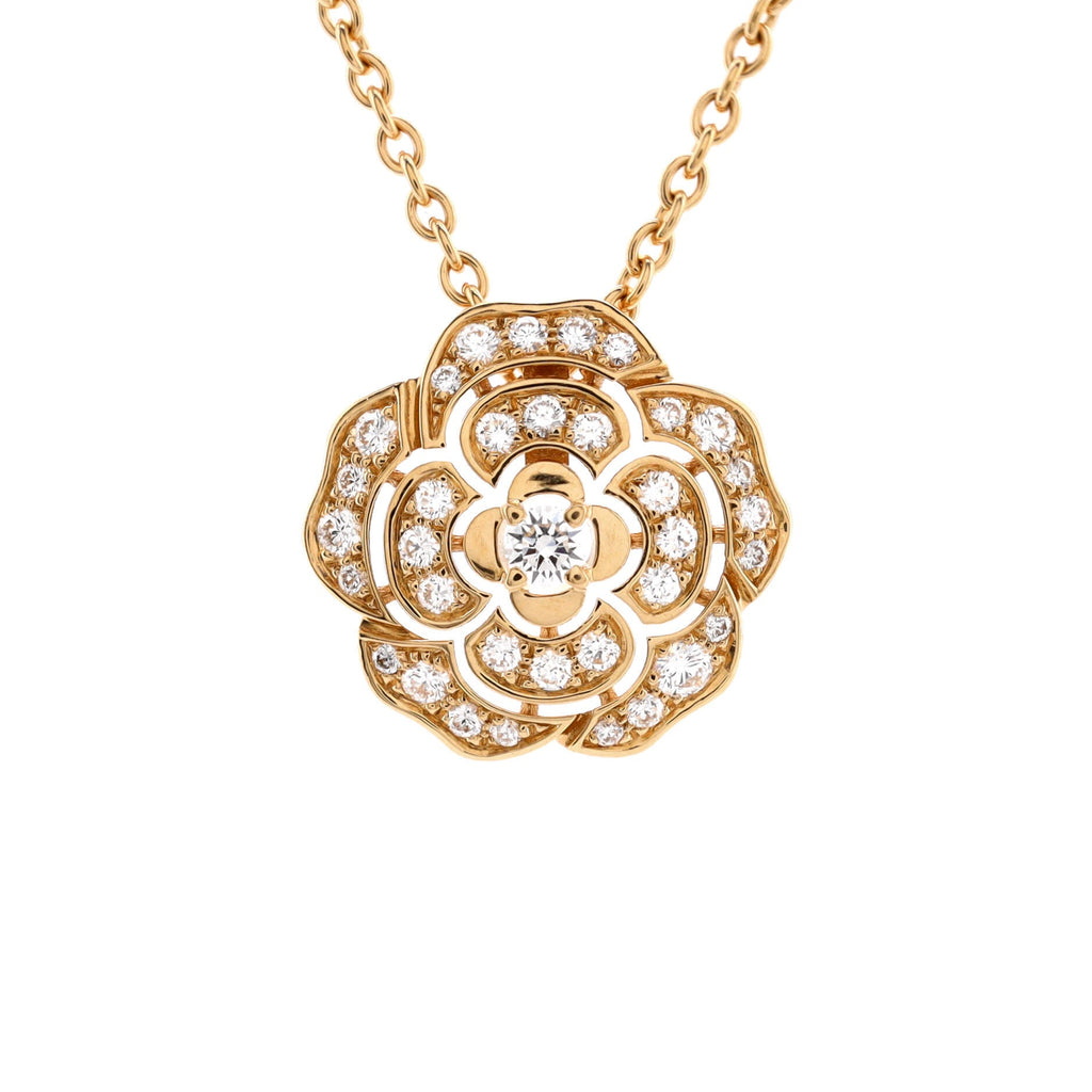 Bouton de Camelia Necklace 18K Yellow Gold with Diamonds