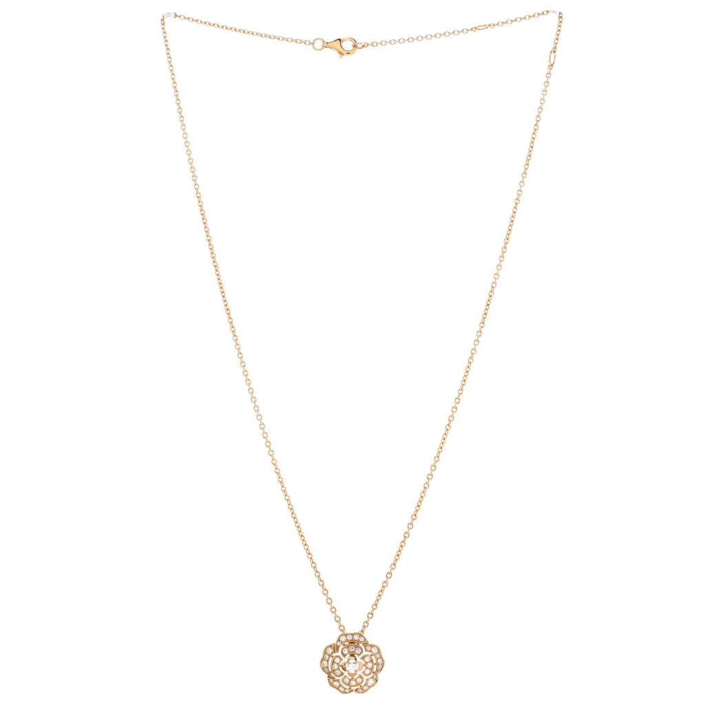 Bouton de Camelia Necklace 18K Yellow Gold with Diamonds