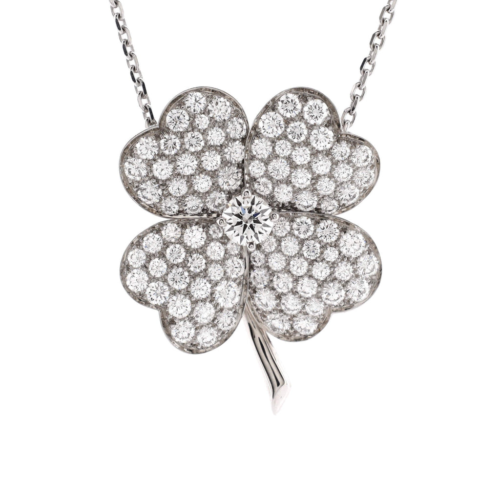 Cosmos Clip Pendant Necklace 18K White Gold with Pave Diamonds Large