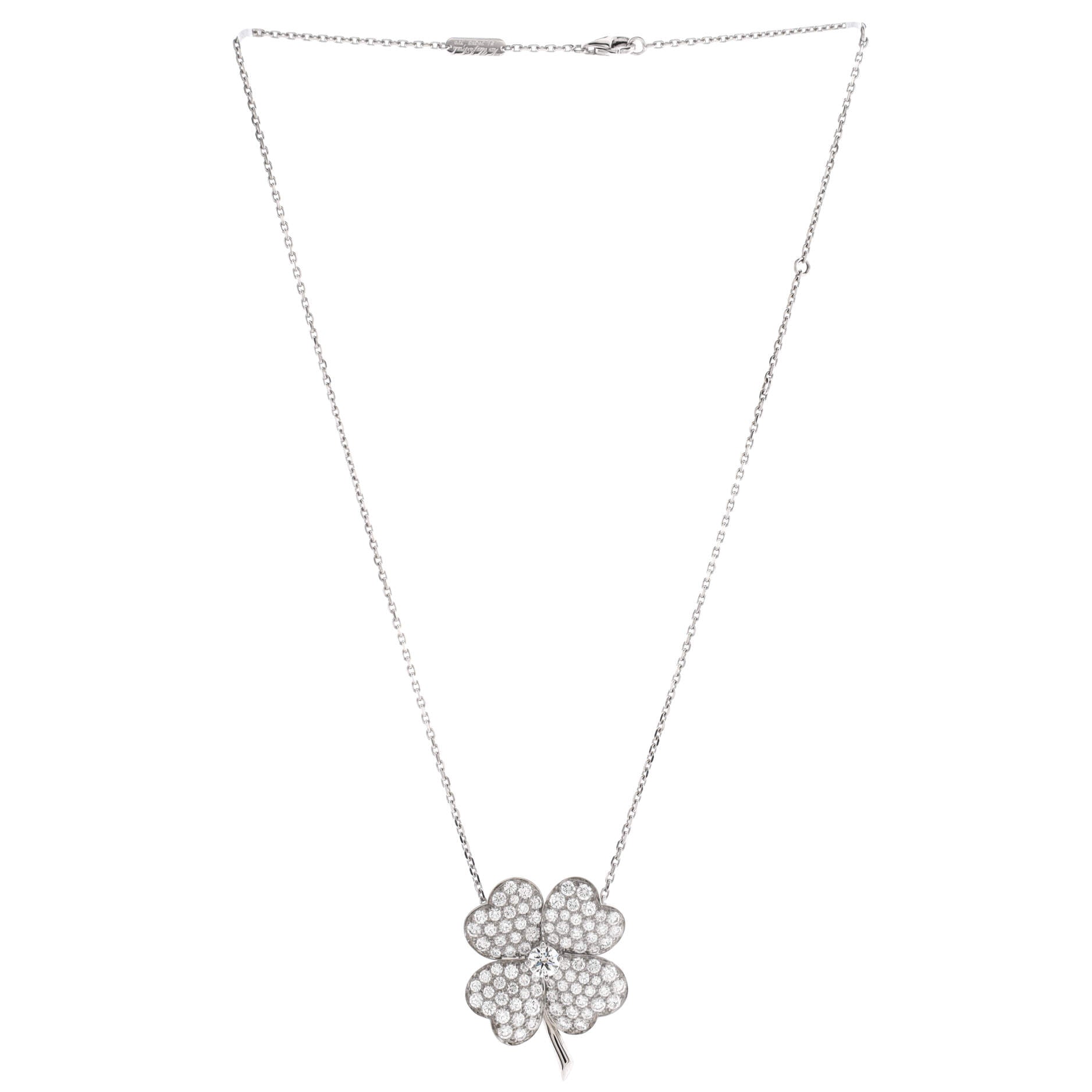 Cosmos Clip Pendant Necklace 18K White Gold with Pave Diamonds Large