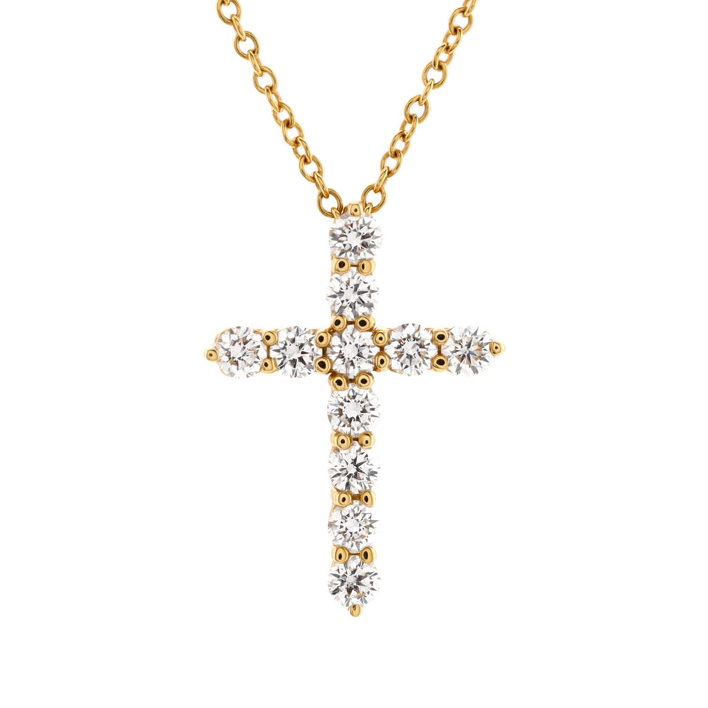 Cross Pendant Necklace 18K Yellow Gold with Diamonds Small