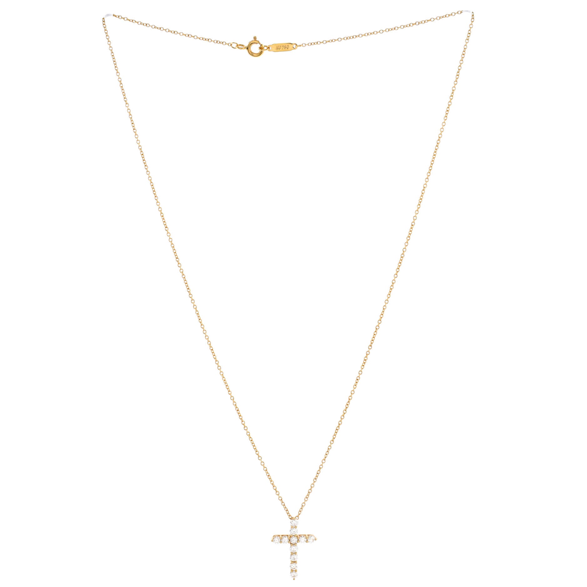 Cross Pendant Necklace 18K Yellow Gold with Diamonds Small
