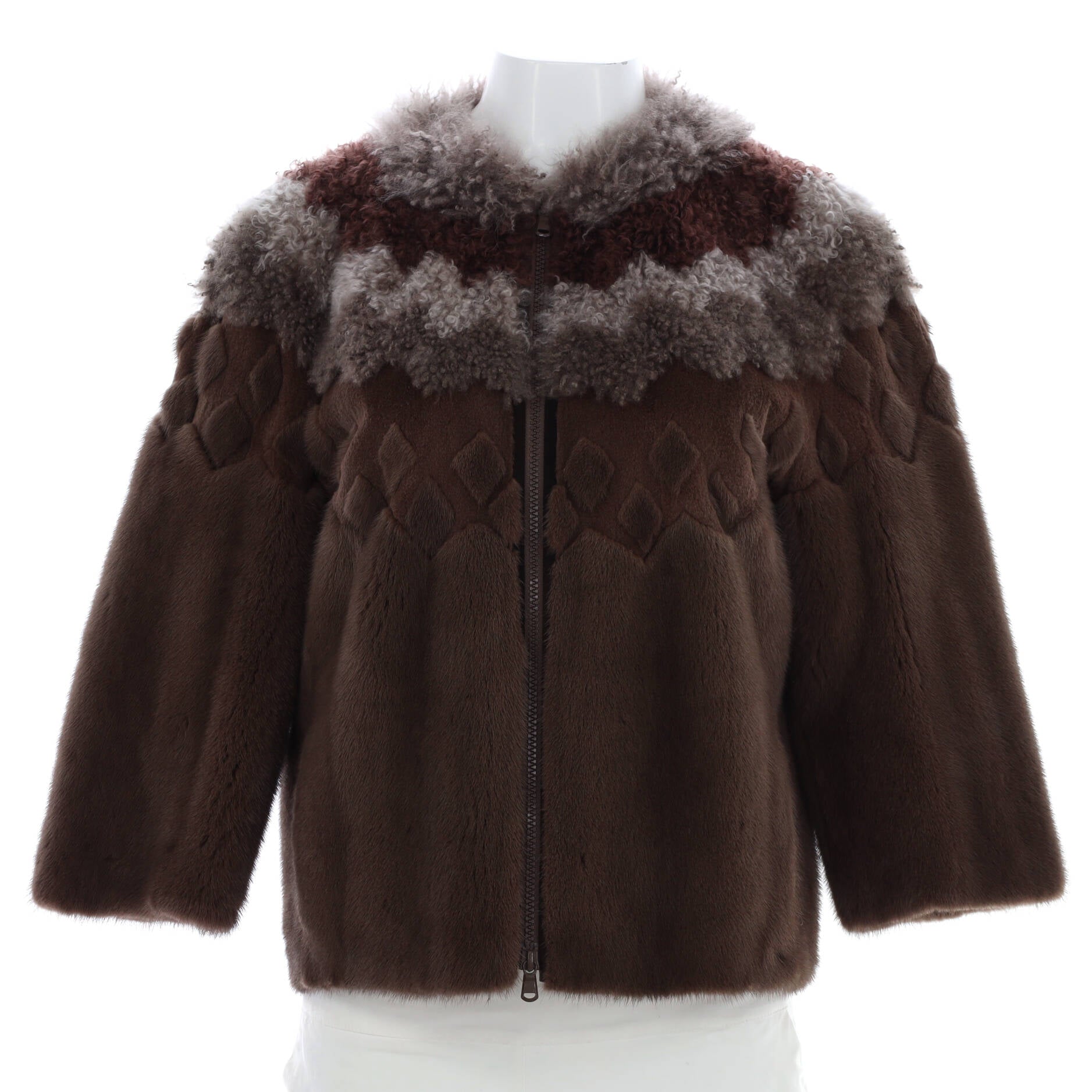 Women's Nordic Zip Jacket Mink with Shearling and Feathers