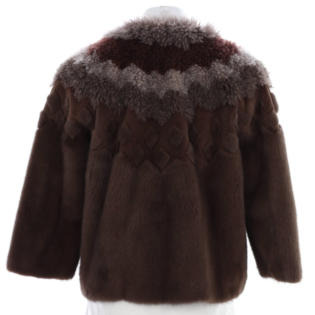Women's Nordic Zip Jacket Mink with Shearling and Feathers