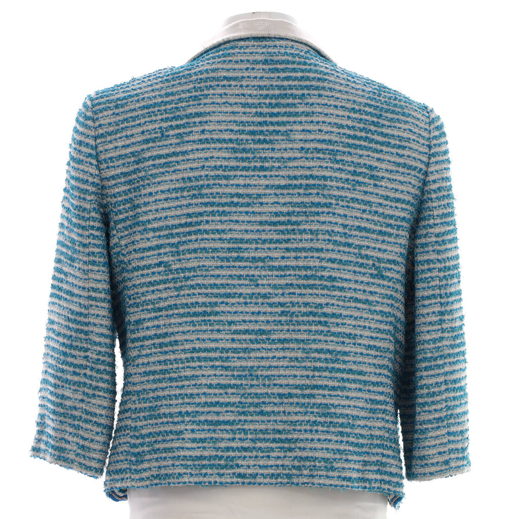Women's Cropped Sleeve Pearl Button Jacket Tweed