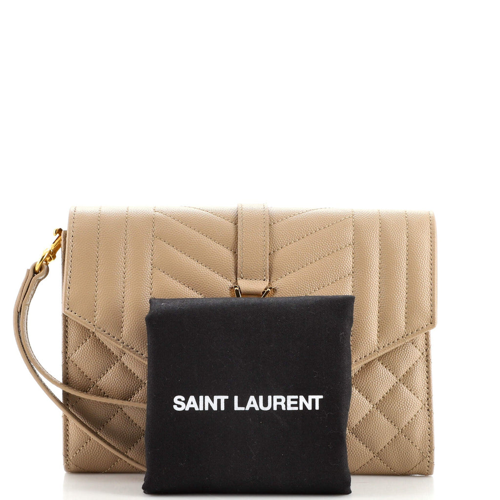 Classic Monogram Envelope Wristlet Clutch Mixed Matelasse Leather