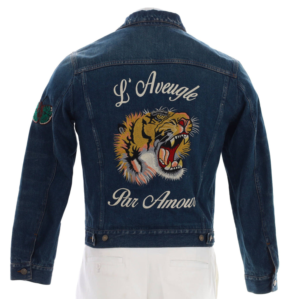 Button Up Jacket Embroidered Denim