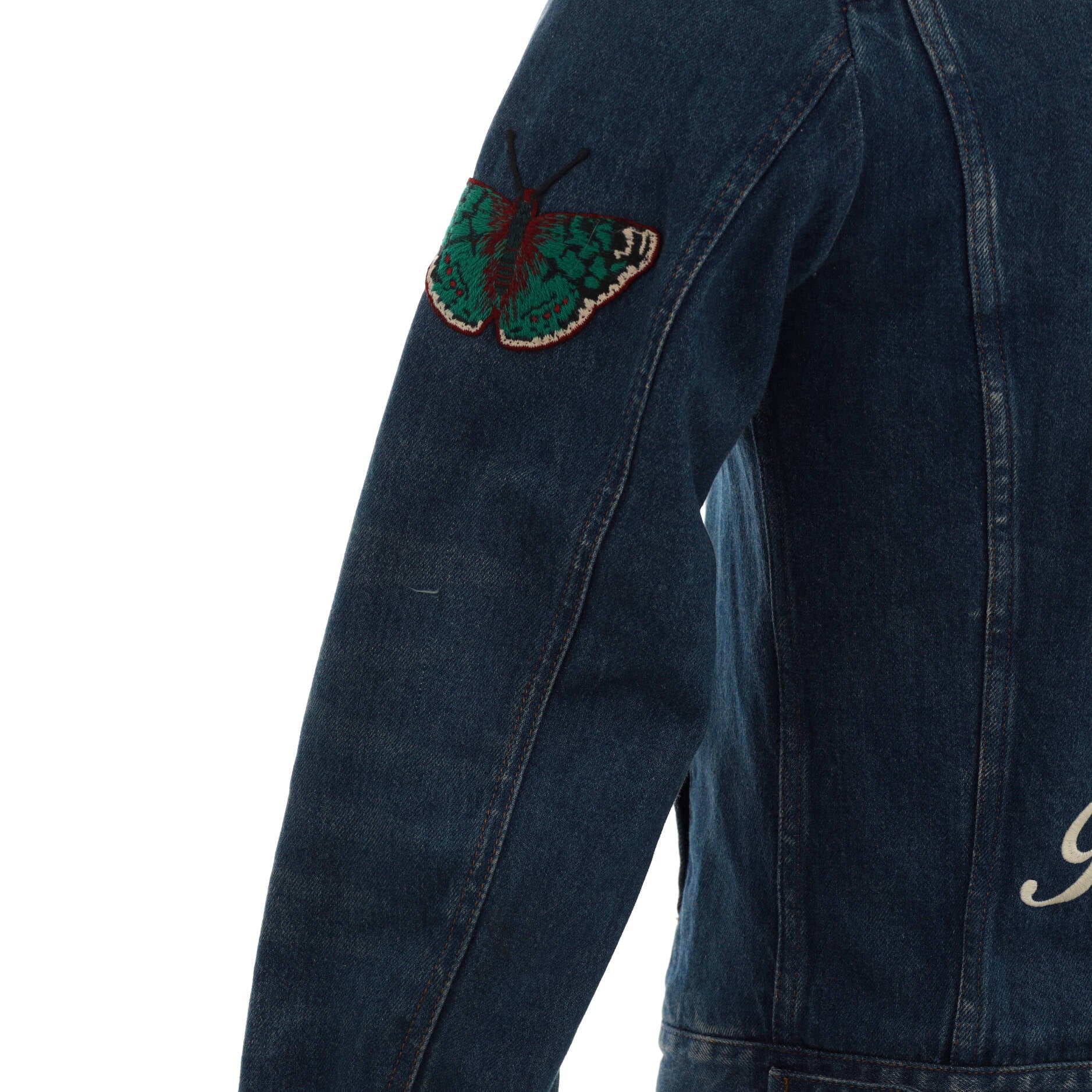 Button Up Jacket Embroidered Denim