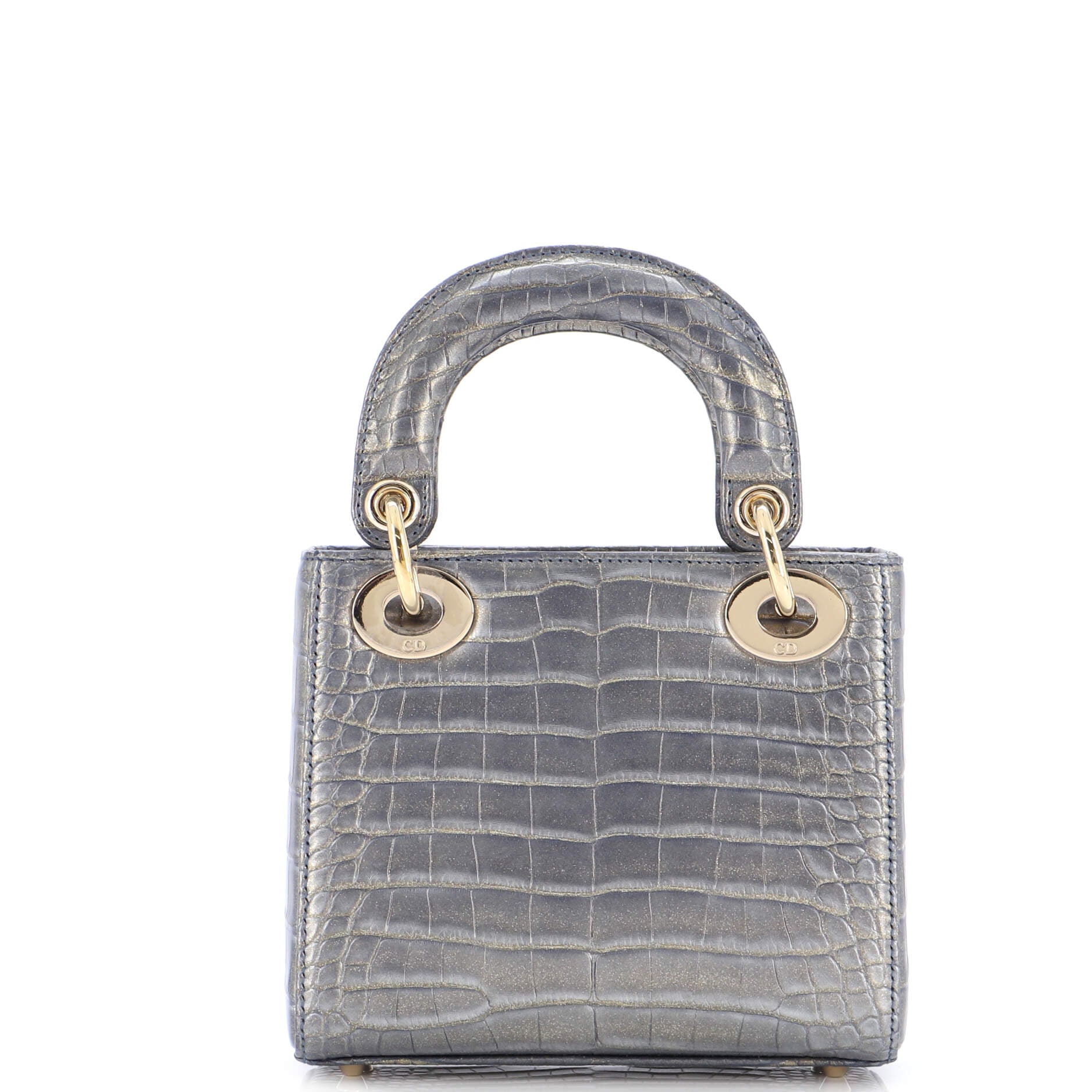 Lady Dior Chain Bag Metallic Alligator Mini
