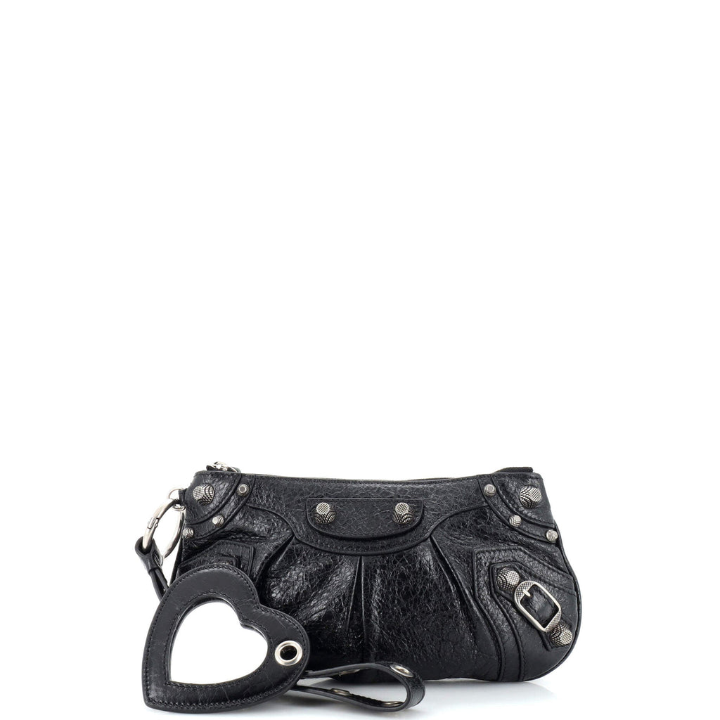 Le Cagole Giant Studs Wristlet Pouch Leather Mini