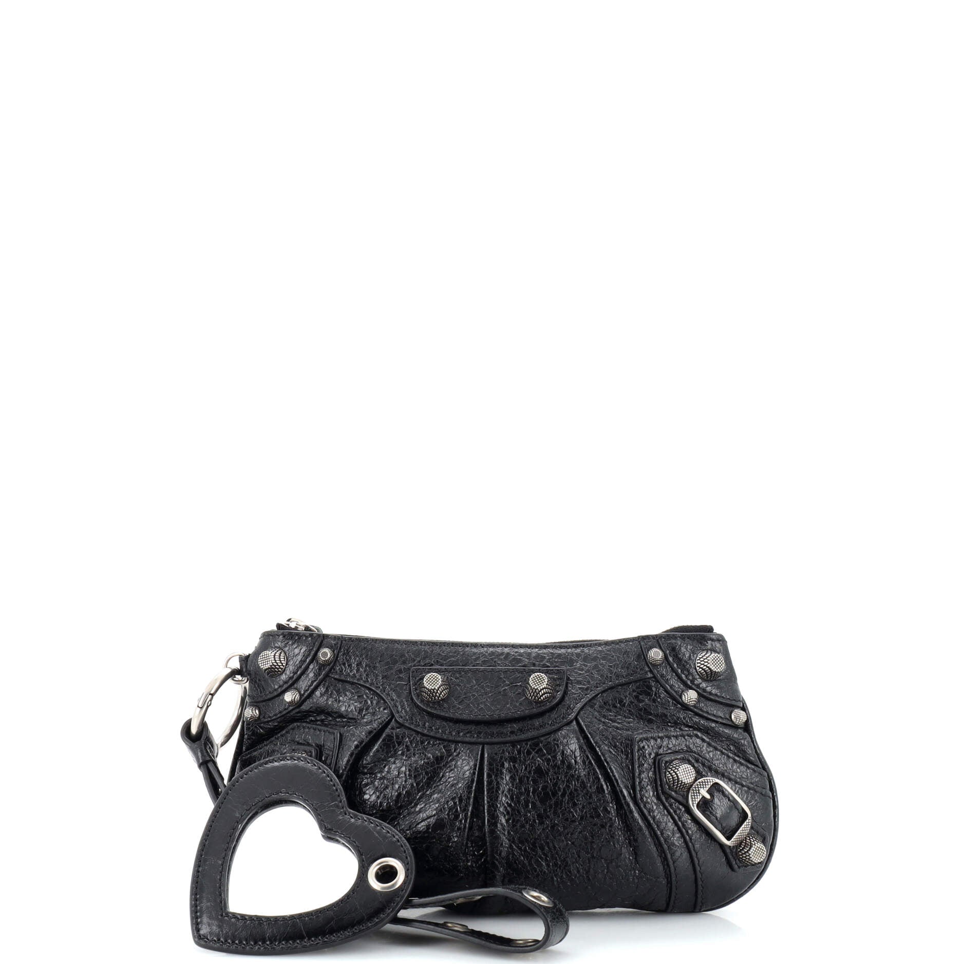 Le Cagole Giant Studs Wristlet Pouch Leather Mini