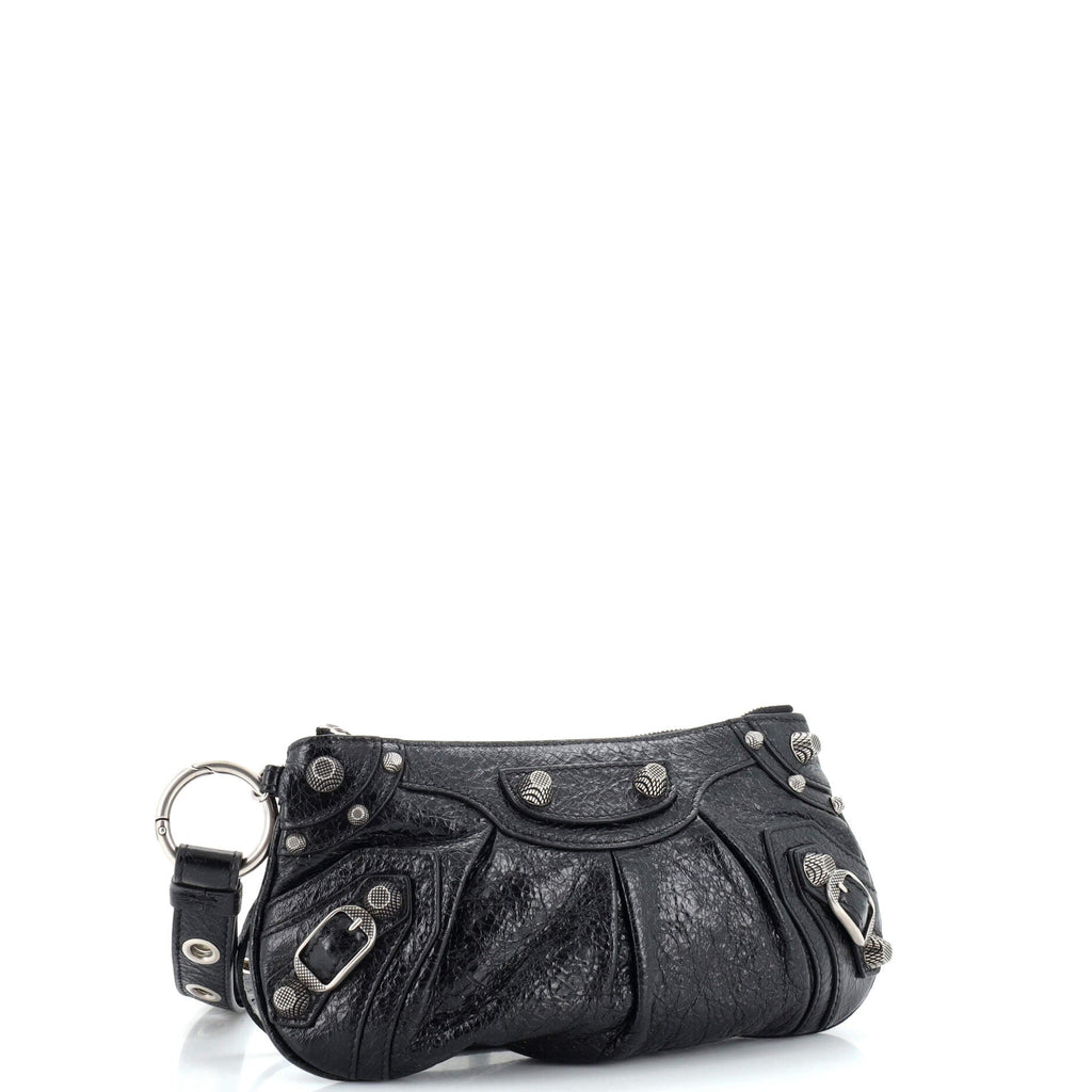 Le Cagole Giant Studs Wristlet Pouch Leather Mini