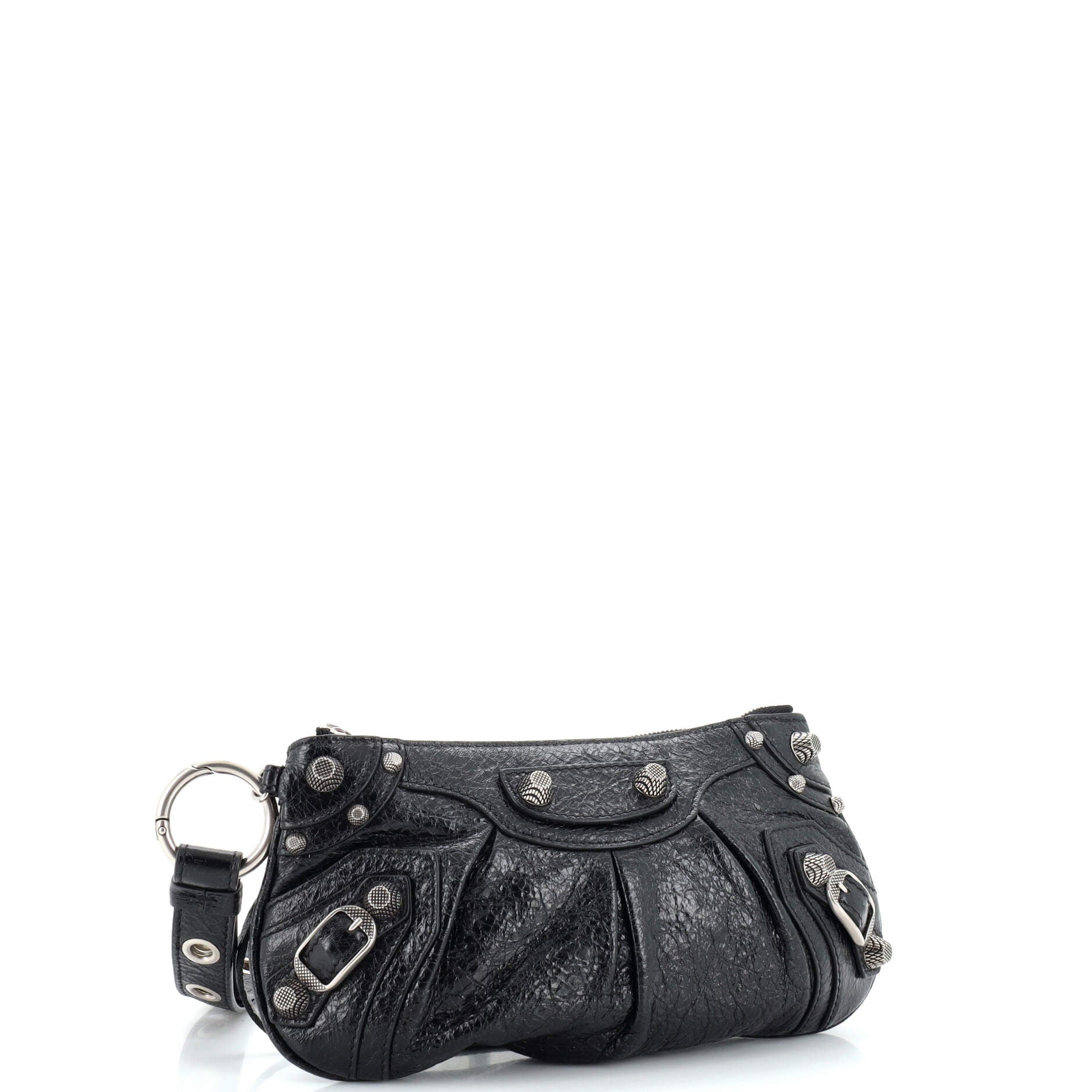 Le Cagole Giant Studs Wristlet Pouch Leather Mini