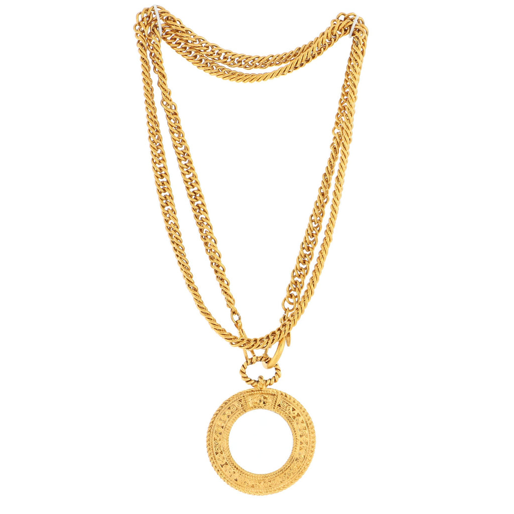 Vintage Magnifying Glass Pendant Necklace Metal