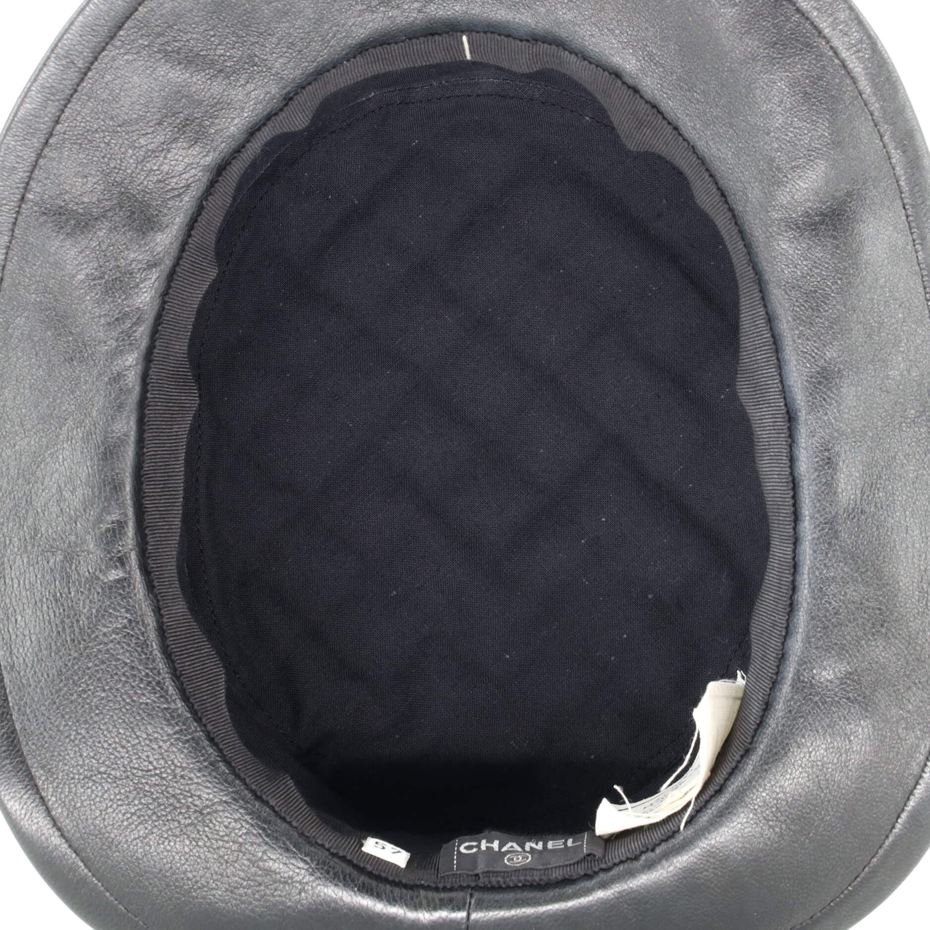 Porkpie Hat Quilted Leather with Grosgrain