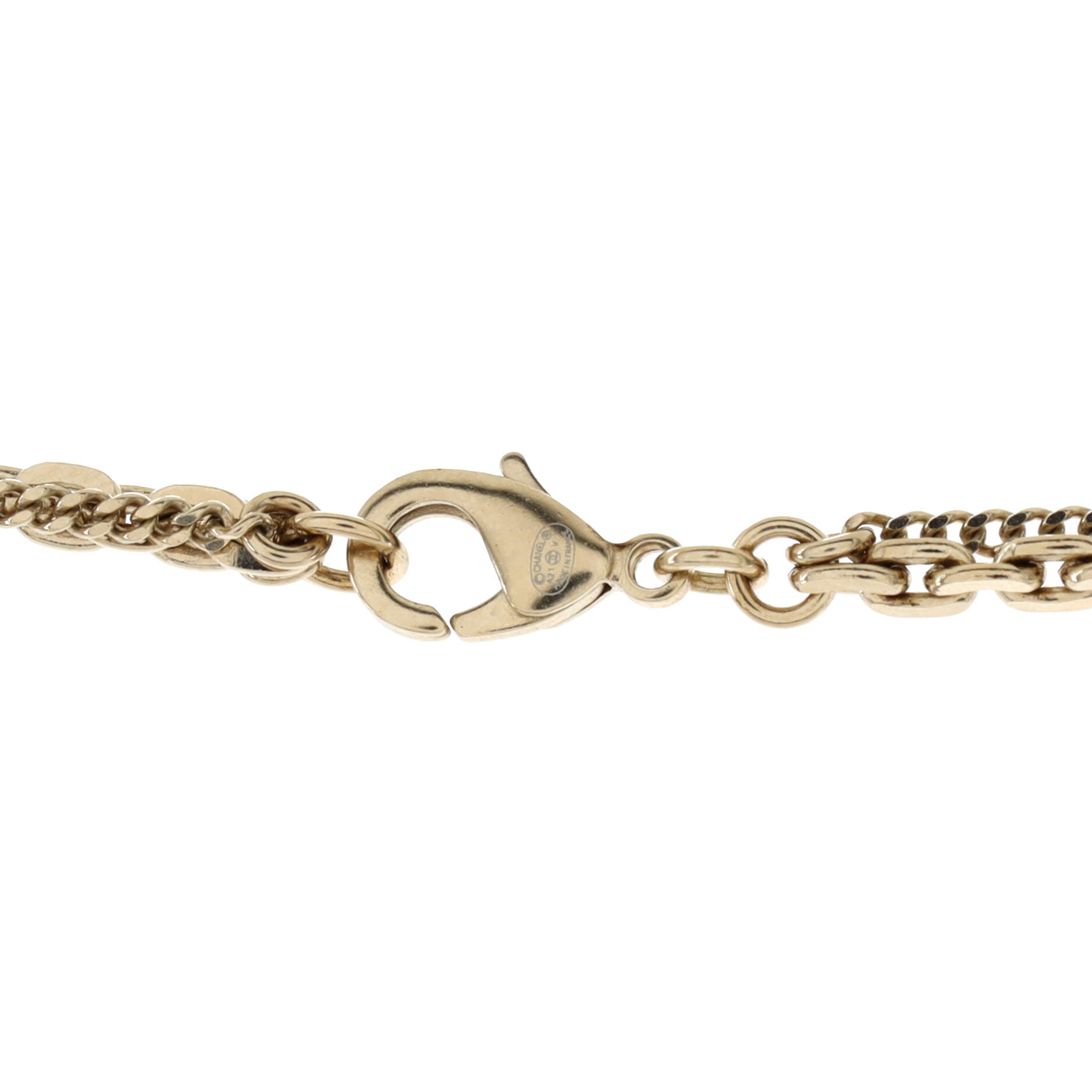Engraved Letters CC Double Strand Necklace Metal with Crystals
