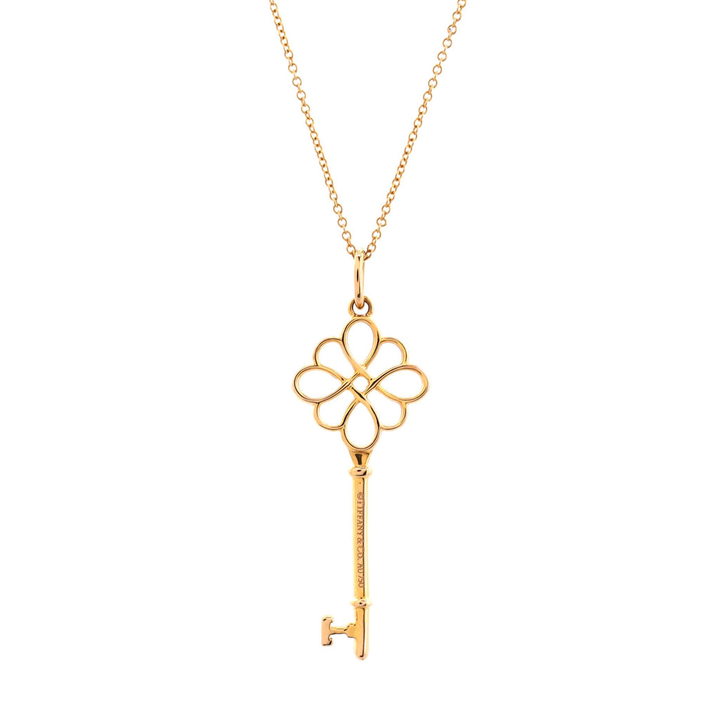 Knot Key Pendant Necklace 18K Rose Gold