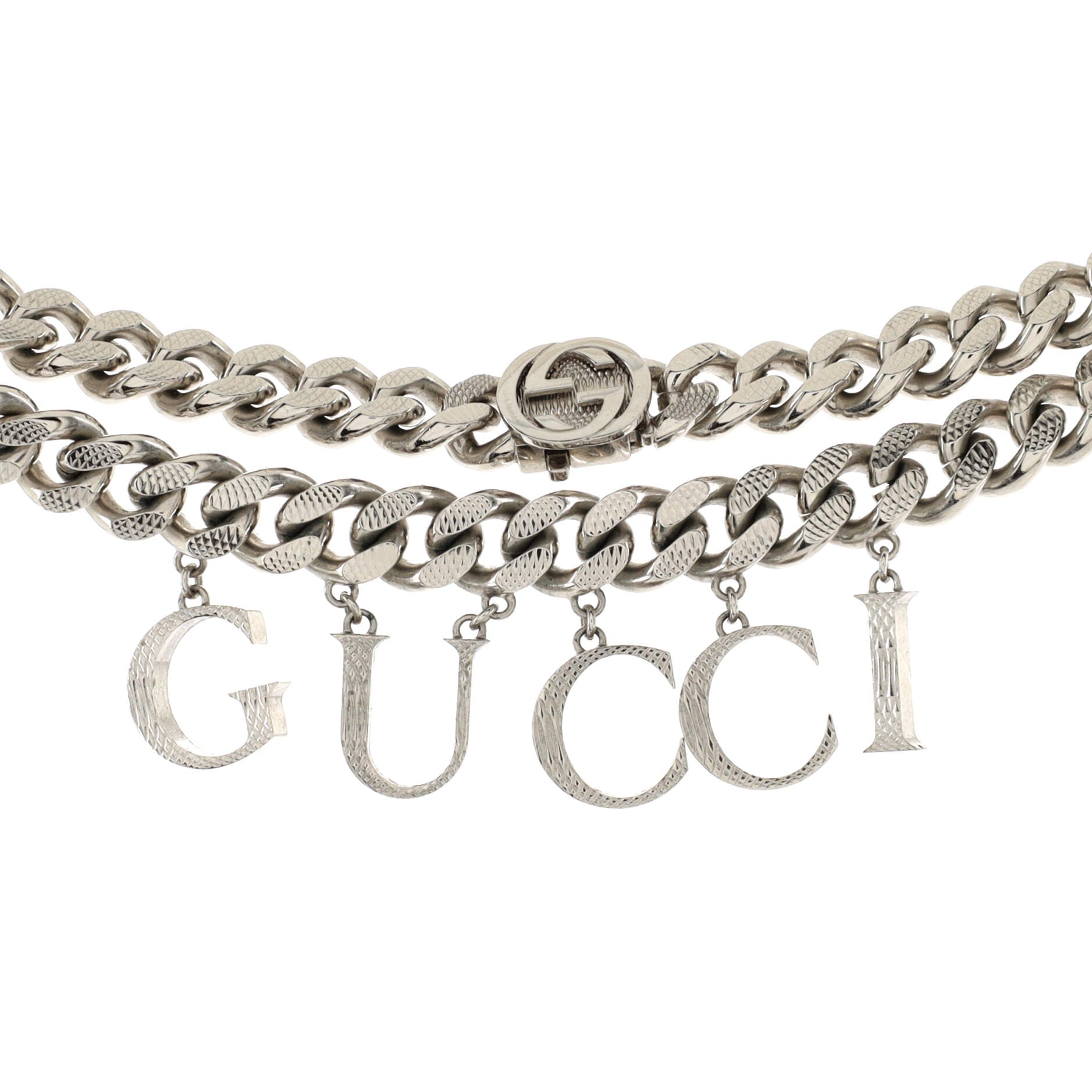 Logo Chain Choker Necklace Metal