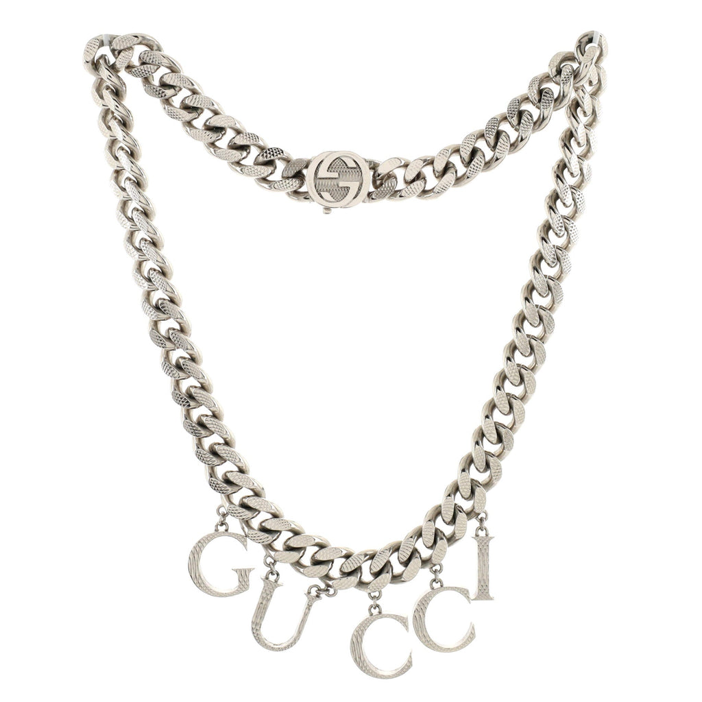 Logo Chain Choker Necklace Metal