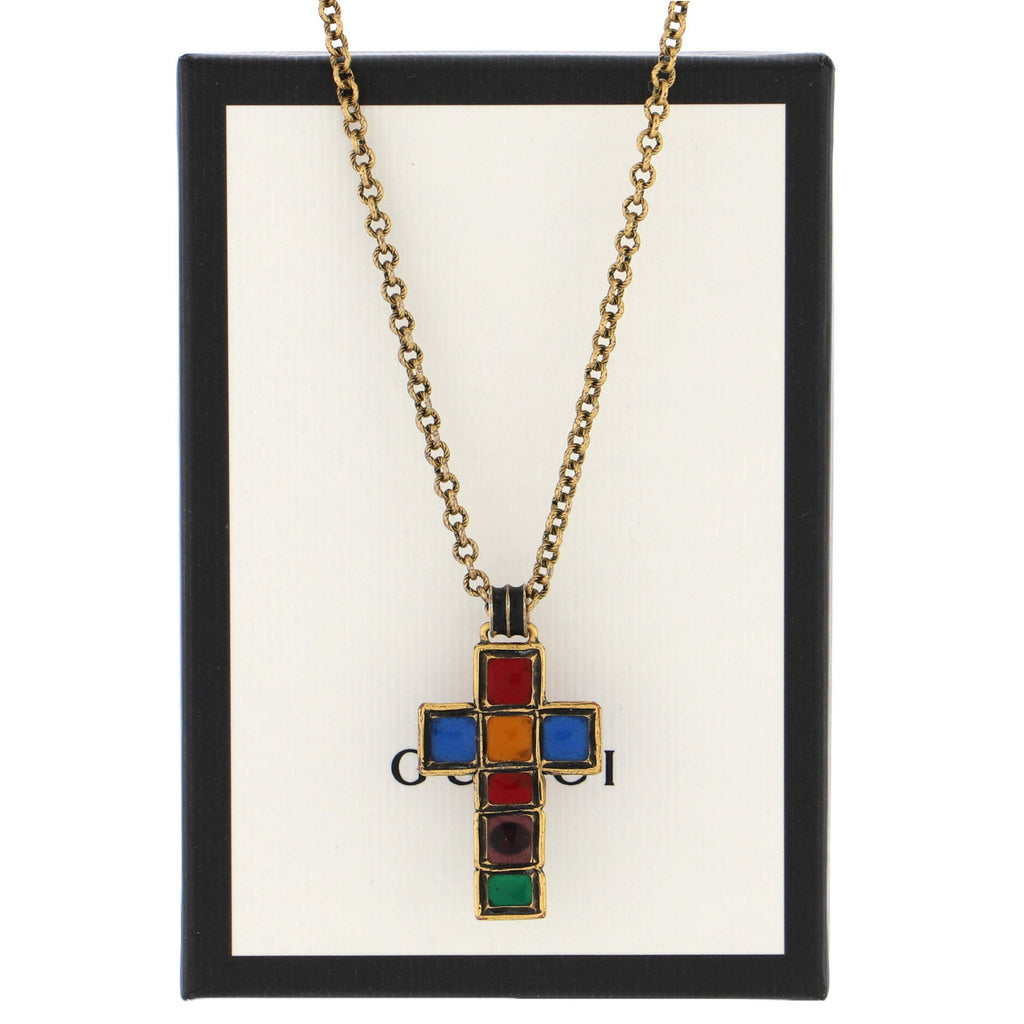 Cross Pendant Necklace Metal with Resin
