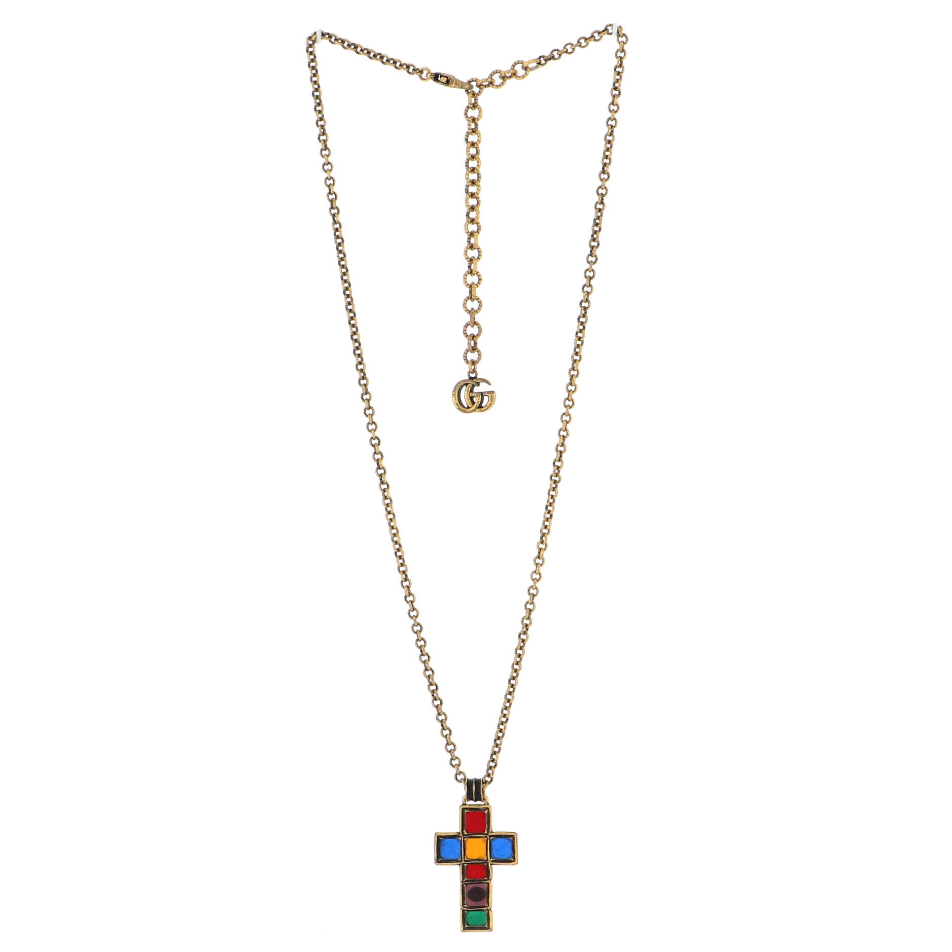 Cross Pendant Necklace Metal with Resin