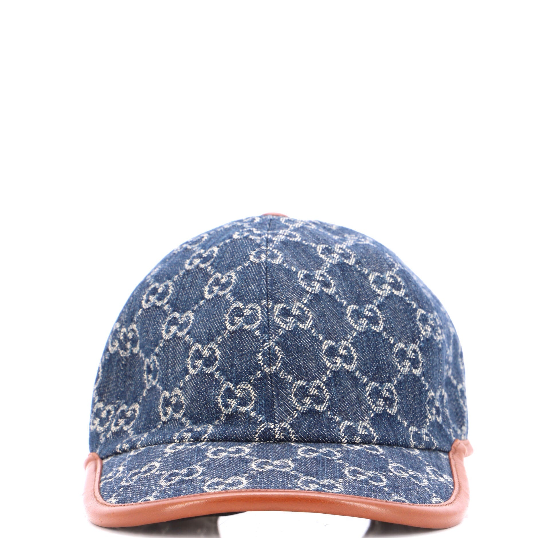 Baseball Cap GG Denim with Leather