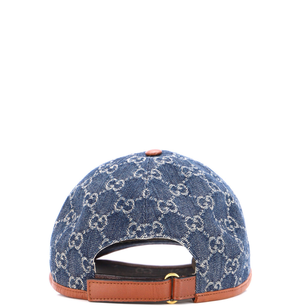 Baseball Cap GG Denim with Leather